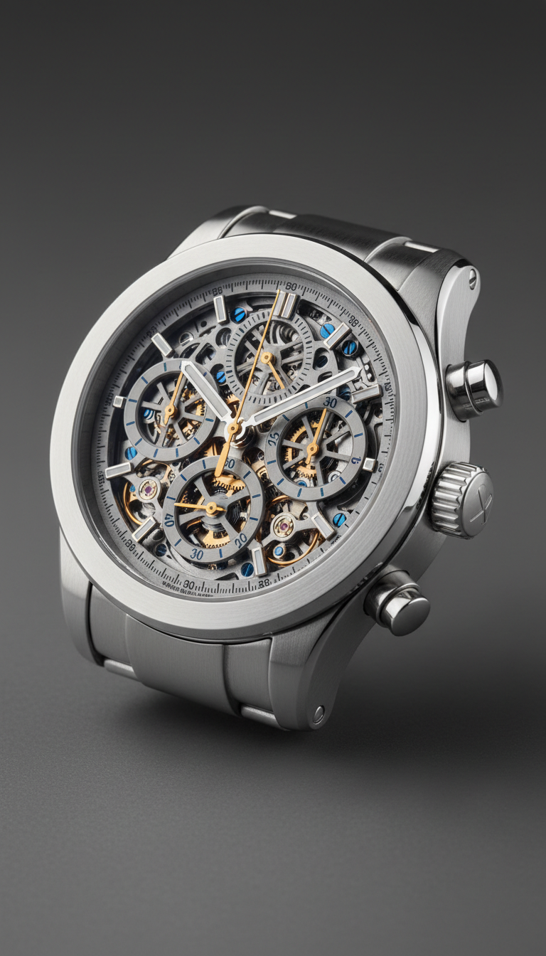 Chronographe acier brossé mécanique