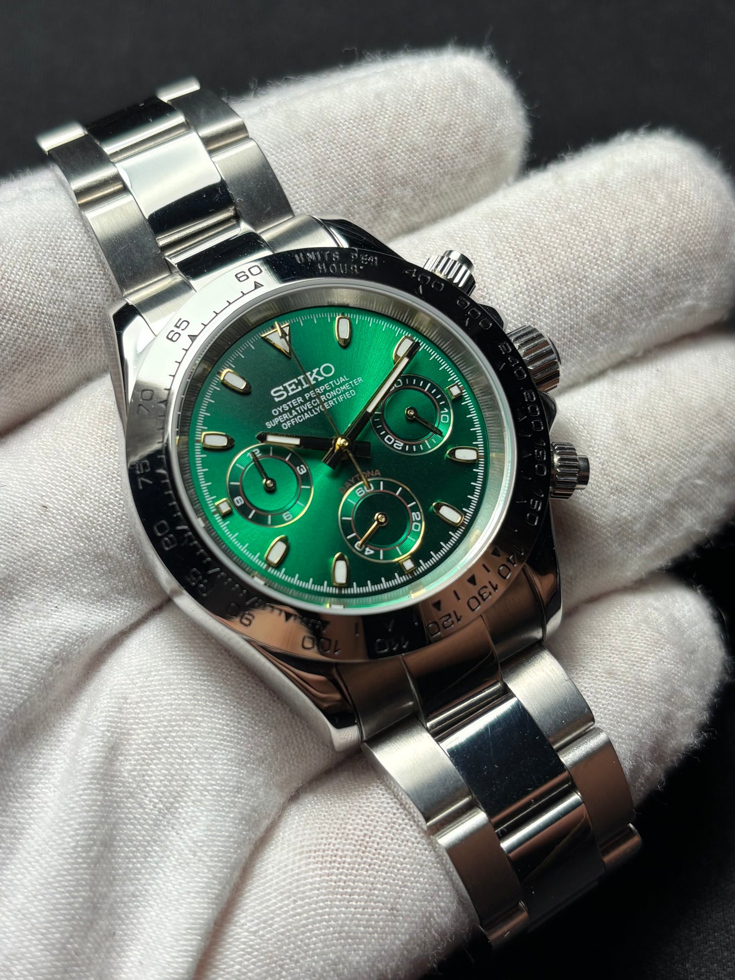 Seiko mod | Daytona Verte Index Doré