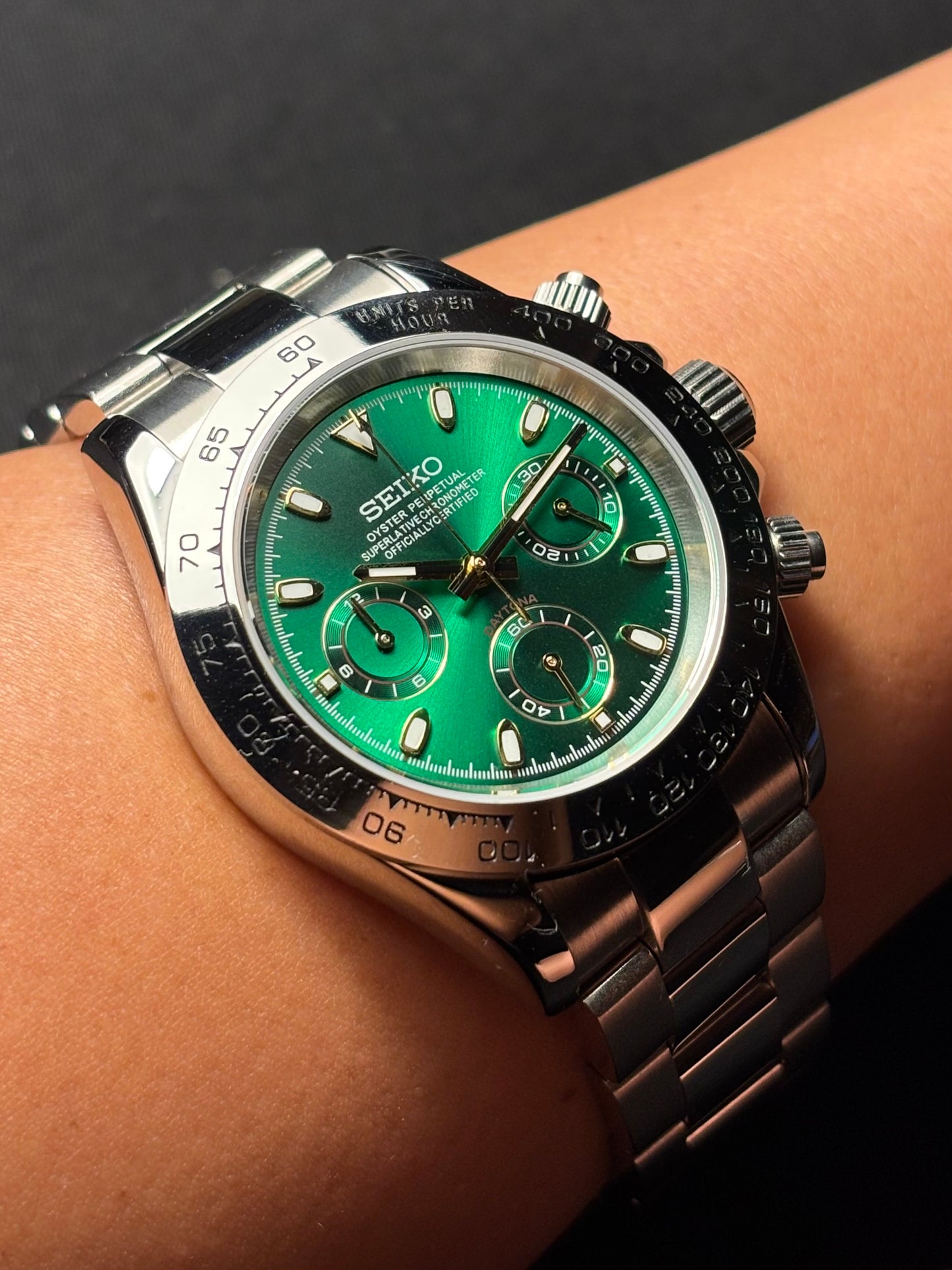 Seiko mod | Daytona Verte Index Doré