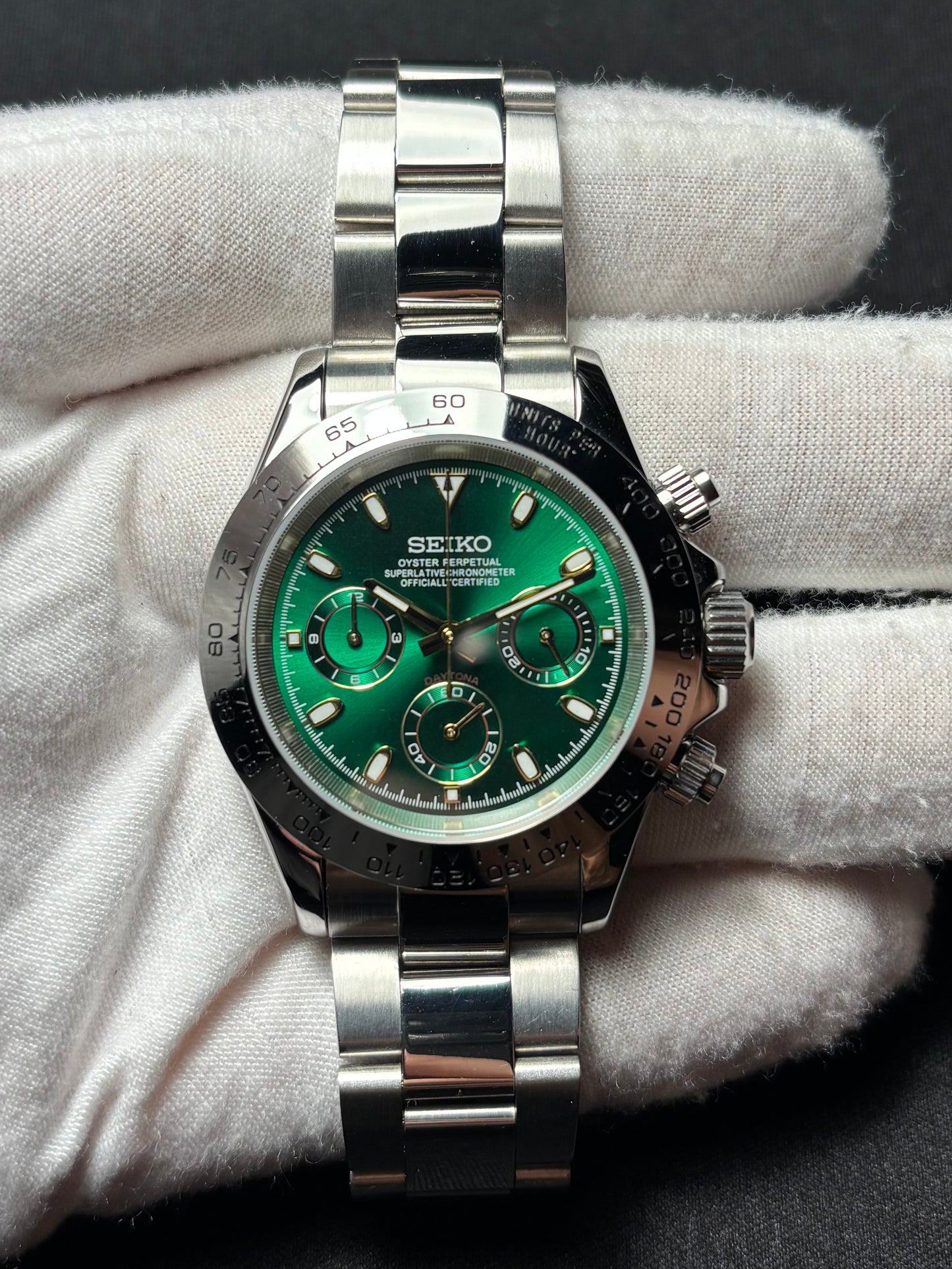 Seiko mod | Daytona Verte Index Doré