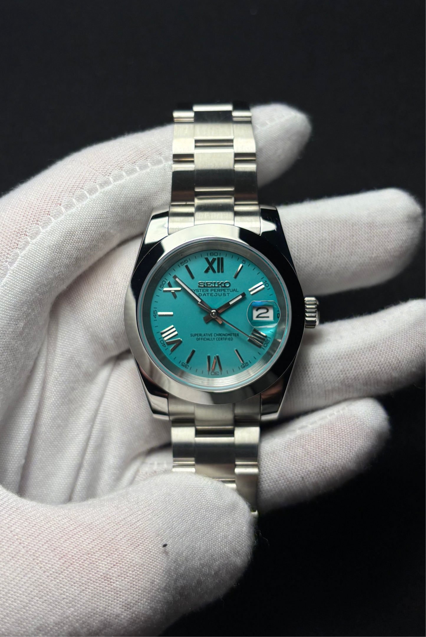Seiko mod | Datejust Romain Tiffany blue