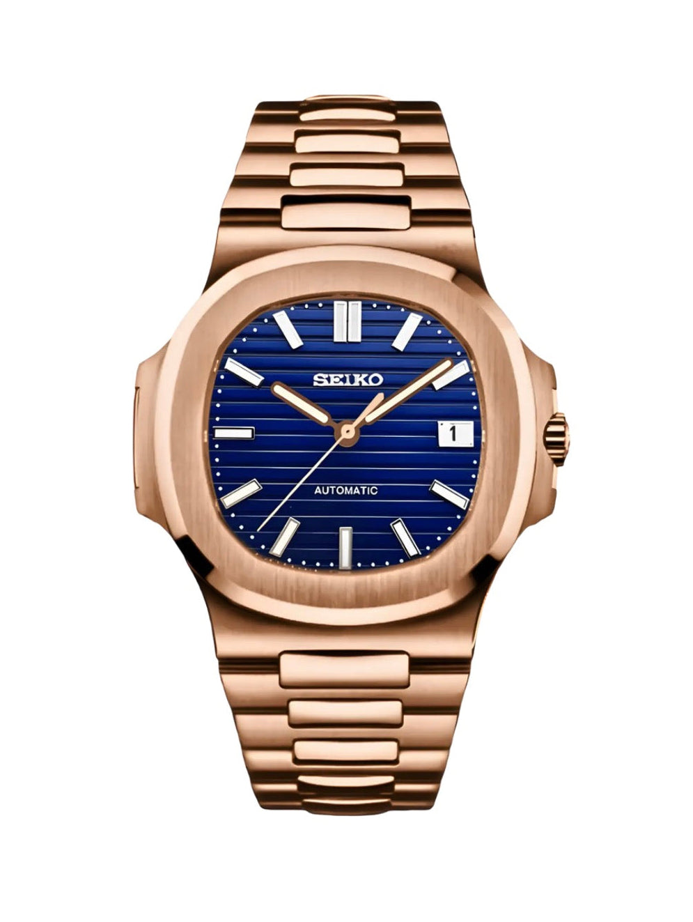 Seiko mod | Nautilus Or Rose - Bleue